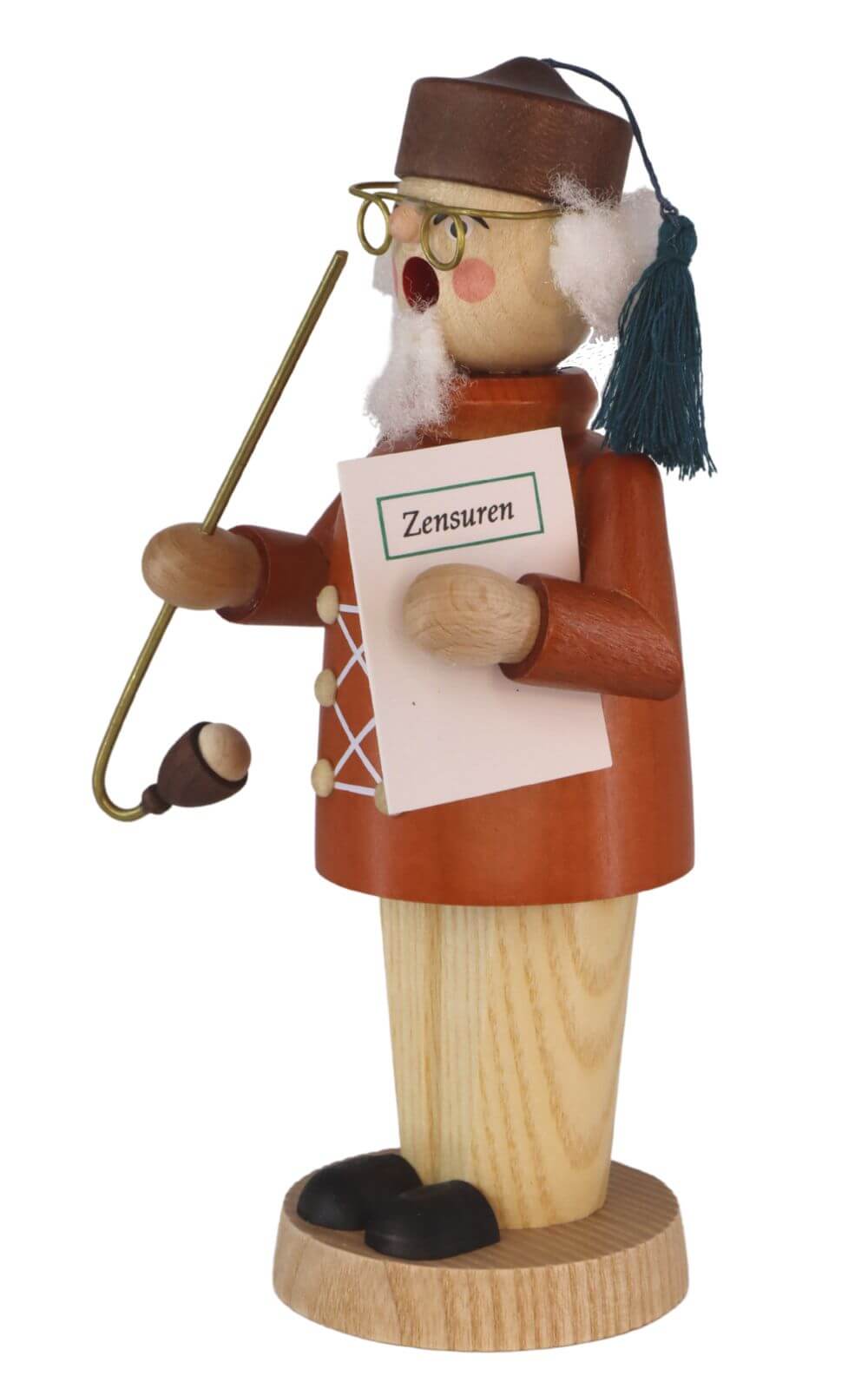 Smoking man schoolmaster, 16 cm, natural by Richard Glässer_2