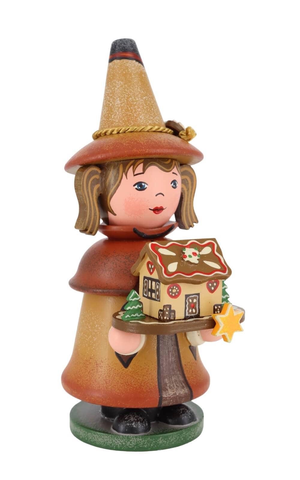 Smoking Man Gnome with Gingerbread House, 14 cm (5.51 inch) by Hubrig Volkskunst_2