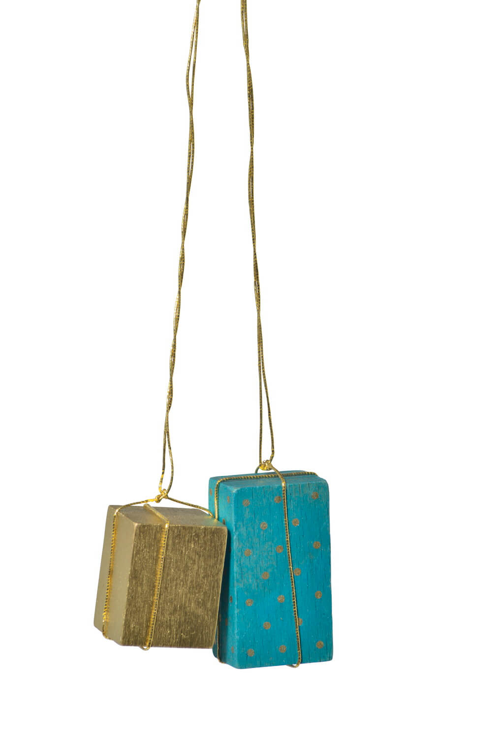 Christmas tree decoration packages, gold-turquoise, 3 cm by KWO