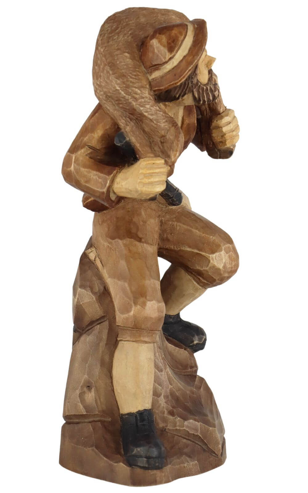 Poacher with deer, carved, stained, 16 cm by Schnitzkunst aus dem Erzgebirge_2
