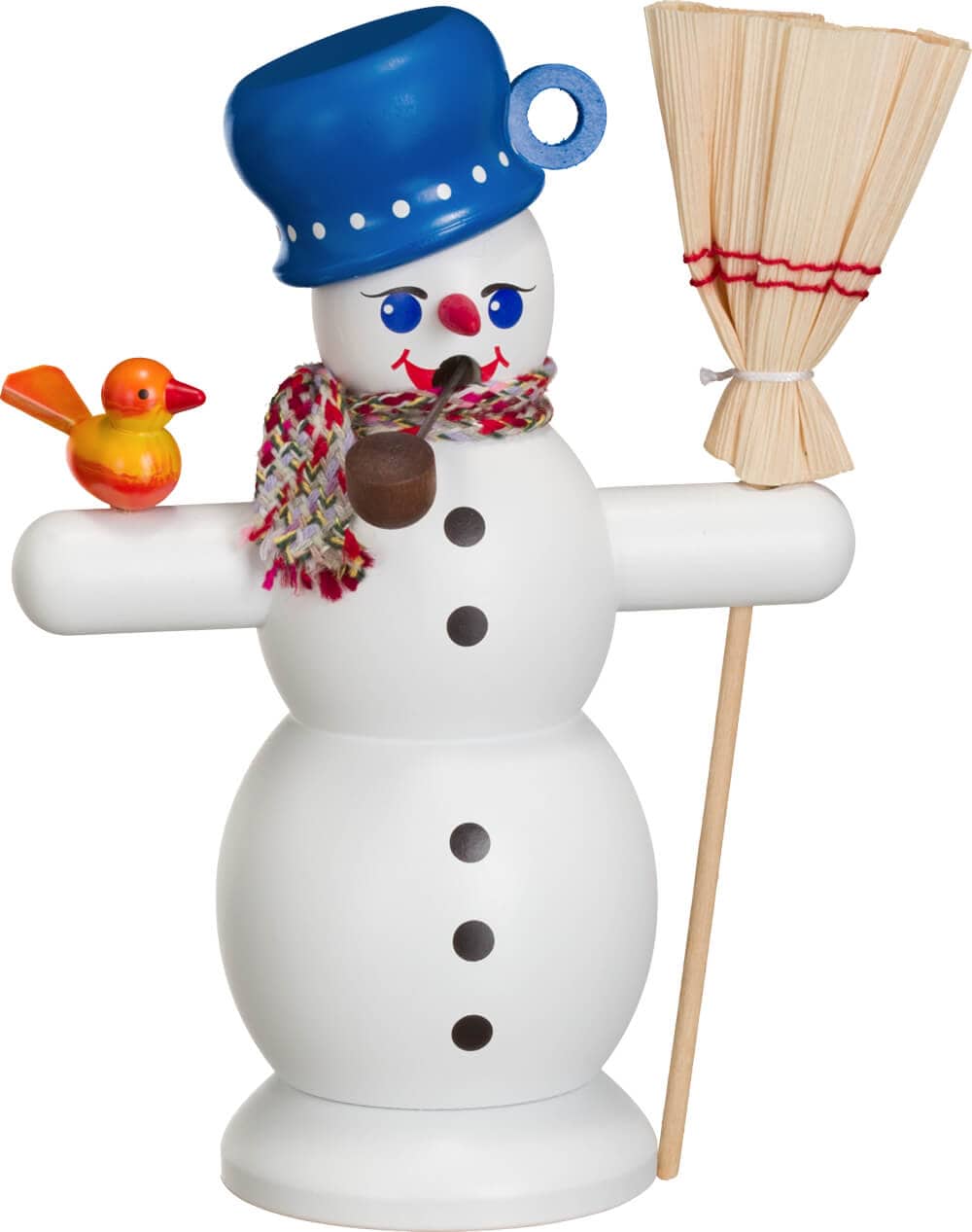 Smoking man snowman with pot, 16 cm, colored by Seiffener Volkskunst eG