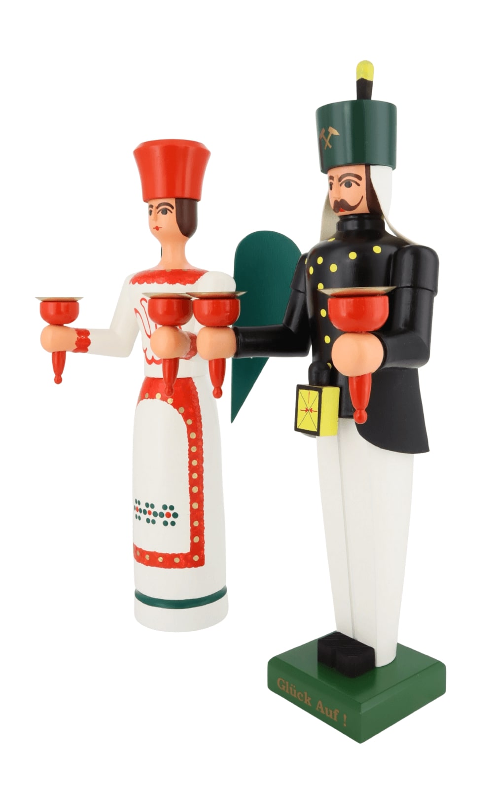 Angel and miner, 38 cm, colored for wax candles by SEIFFEN.COM