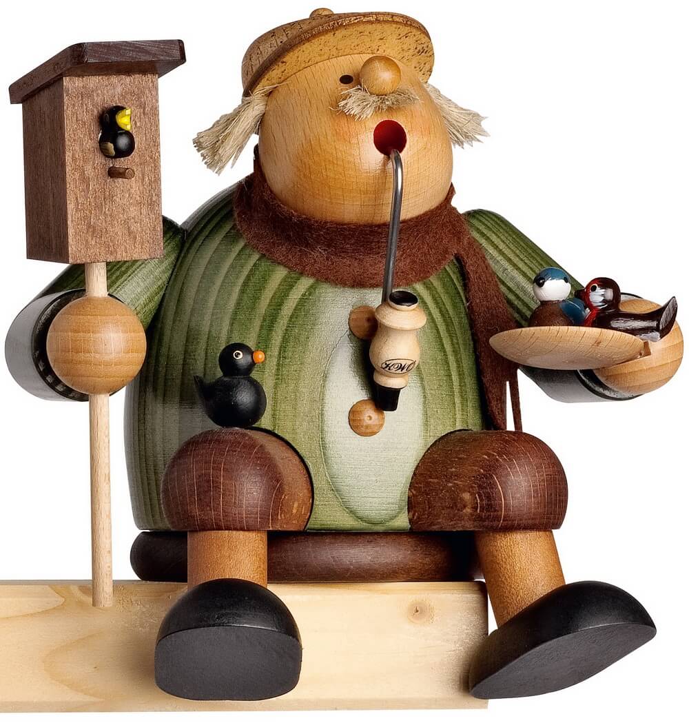 Smoking man edge stool bird friend, 14 cm by KWO
