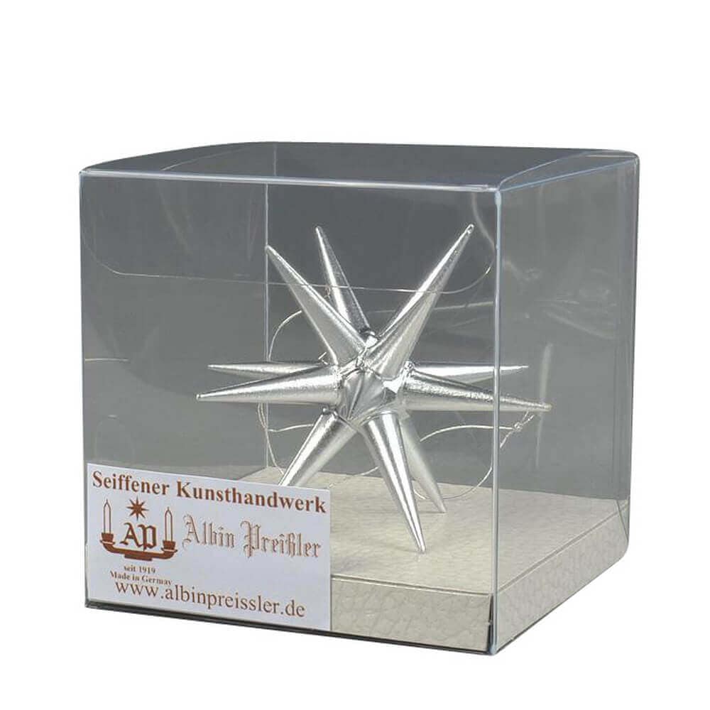 Christmas tree decorations made of wood, Christmas star silver, 7 cm by Albin Preißler