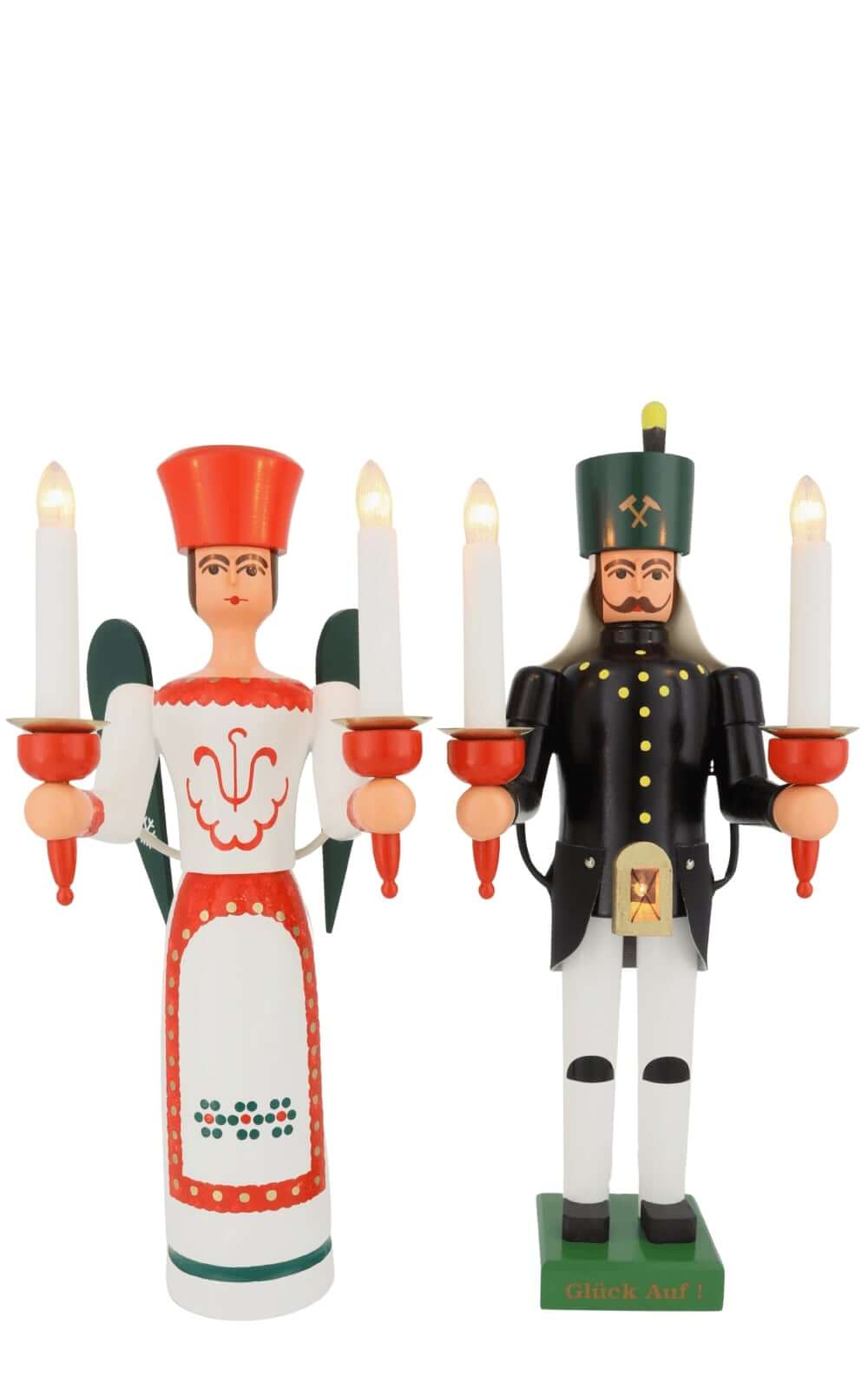 Angel and miner, 38 cm / 15 inch with belly lamp, colored, electrically illuminated by SEIFFEN.COM_4