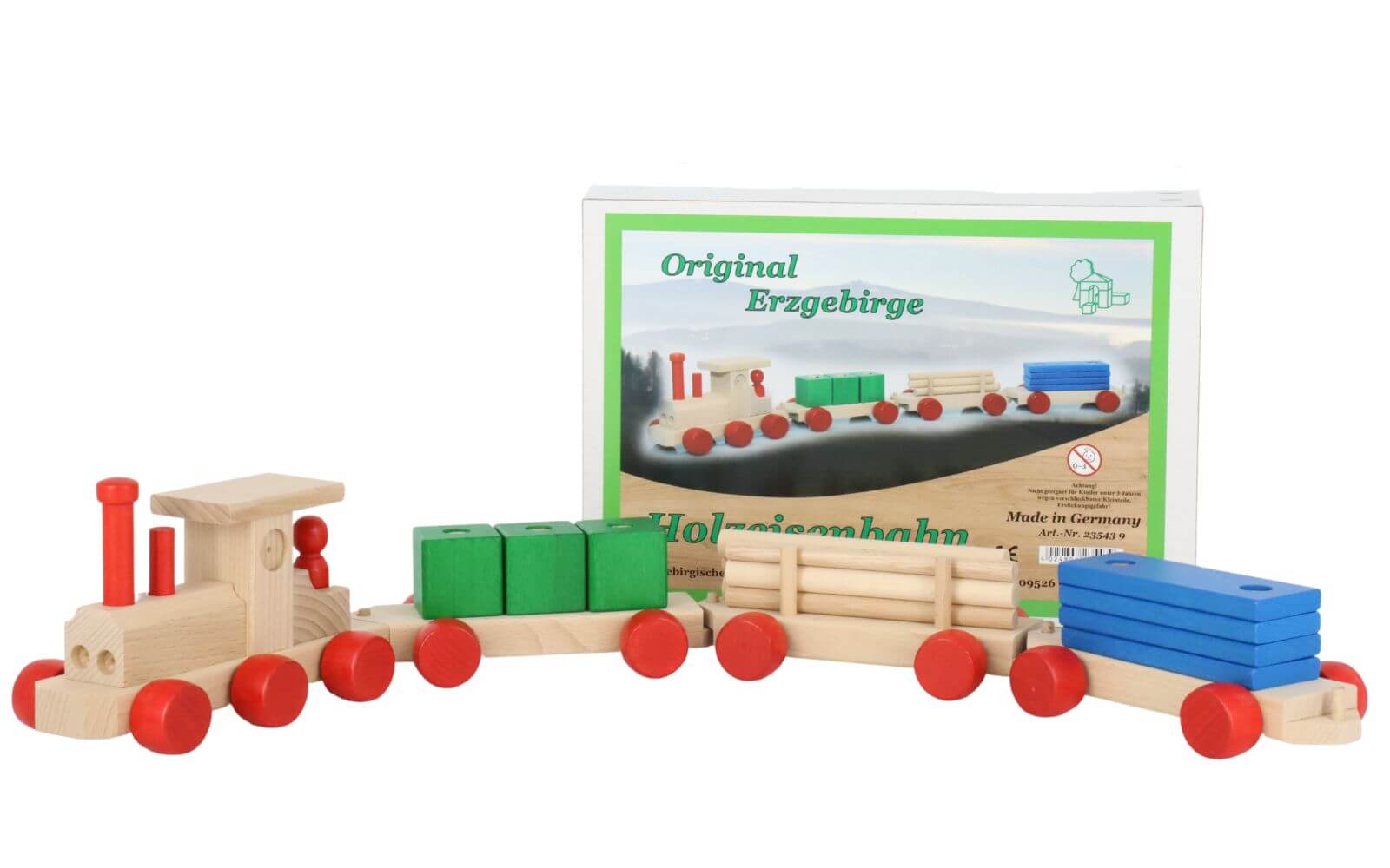 Wooden train, 75 cm colored by Ebert GmbH