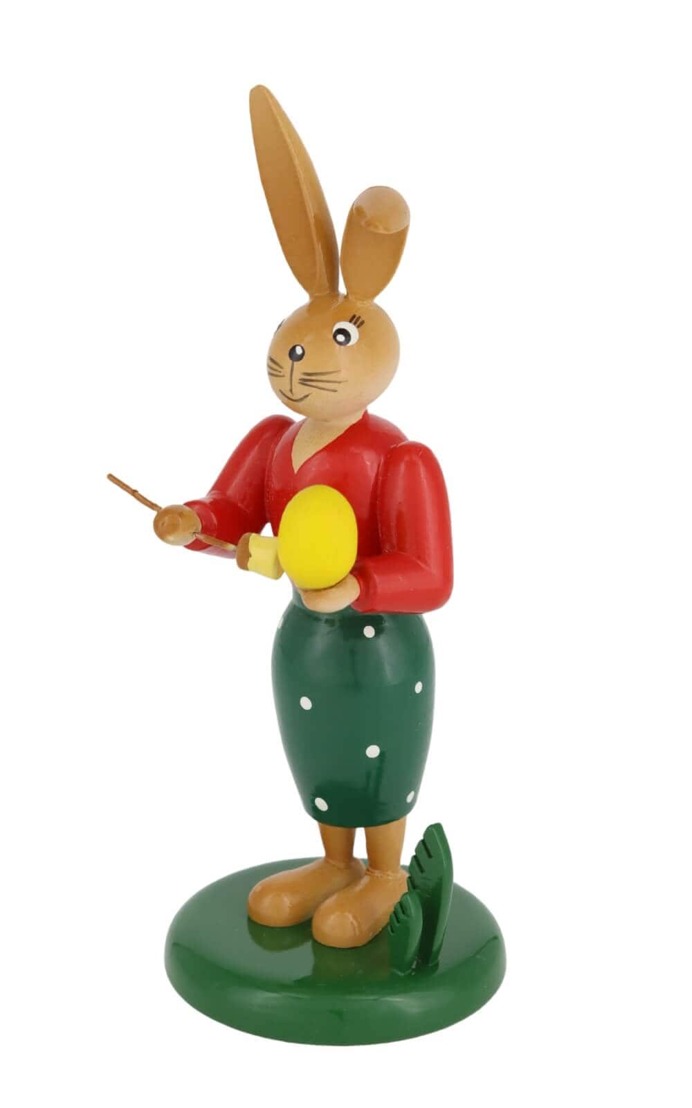 Easter bunny - bunny with brush and egg, 12 cm by Holzkunst Gahlenz