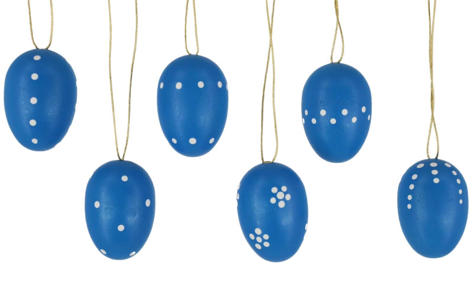 Easter eggs, blue, hand-painted, 6 pieces by SEIFFEN.COM
