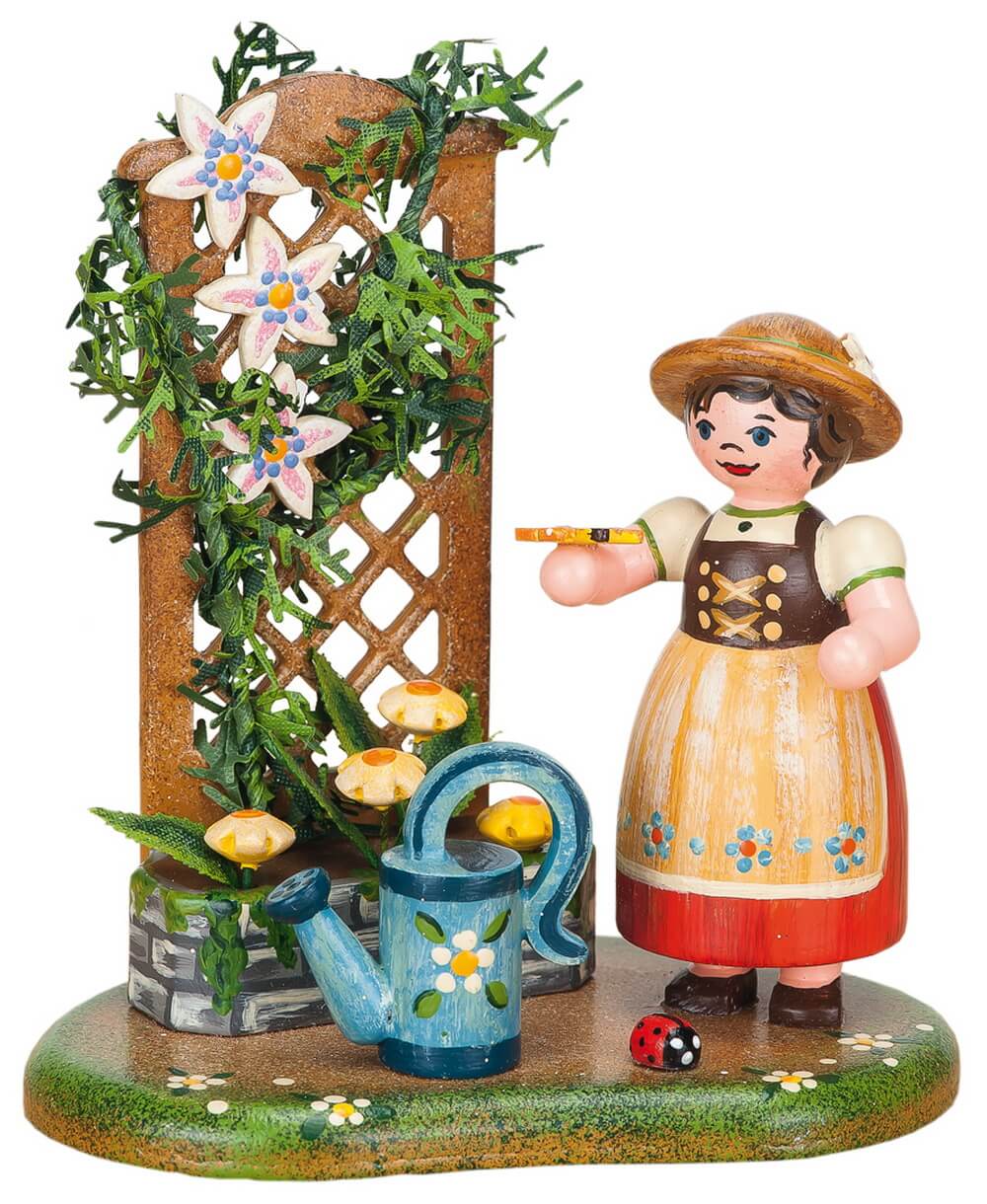 Miniature country idyll with summer flower tendril, 10 cm, colored by Hubrig Volkskunst