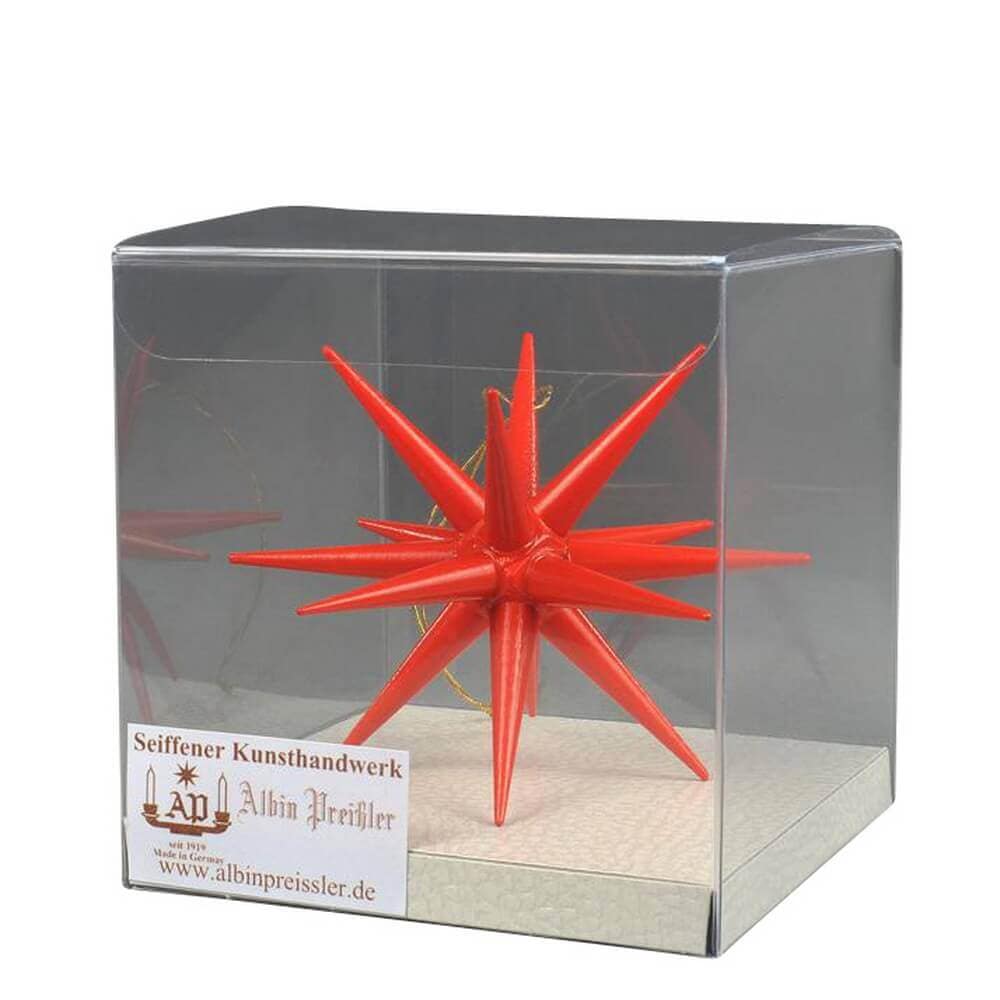 Christmas tree decorations made of wood, Christmas star red, 10 cm by Albin Preißler