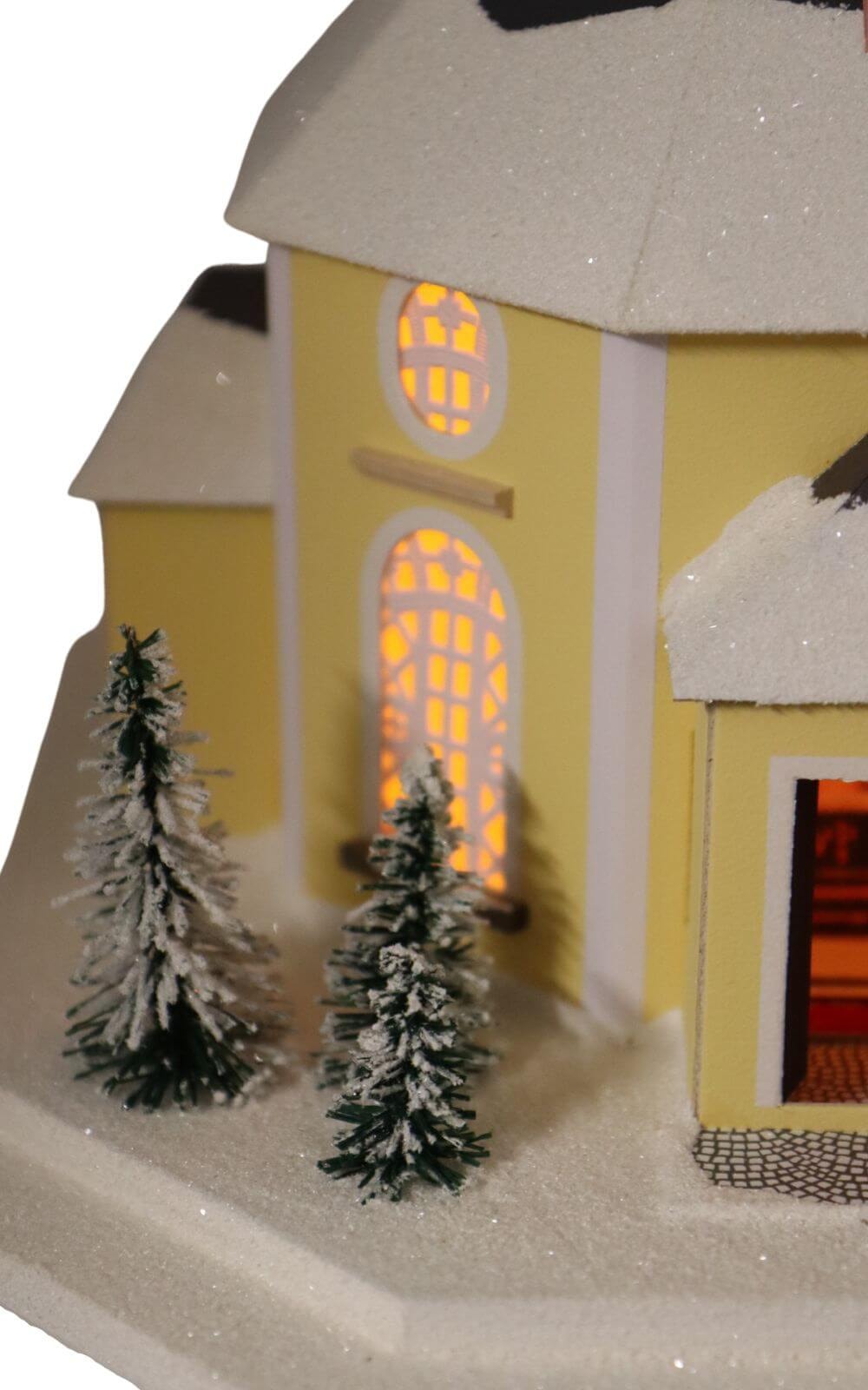 LED house of lights Seiffen church with illuminated Christmas tree, 43 cm by Birgit Uhlig_4