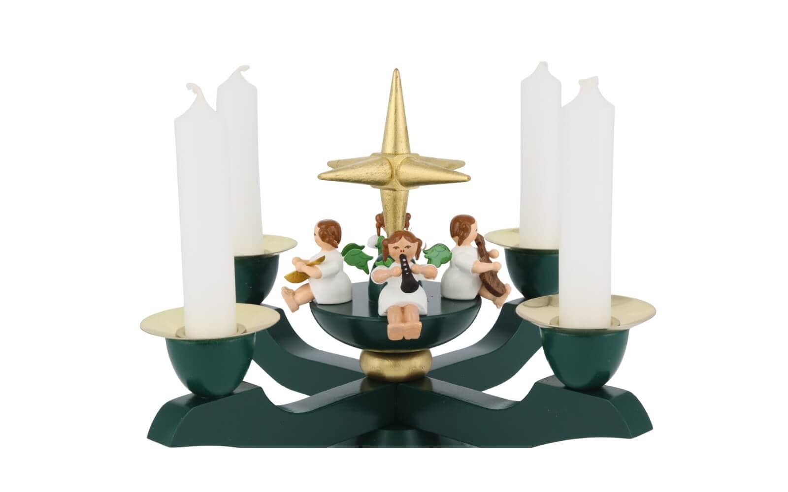 Advent candle holder with Christmas angel, green by Richard Glässer_2