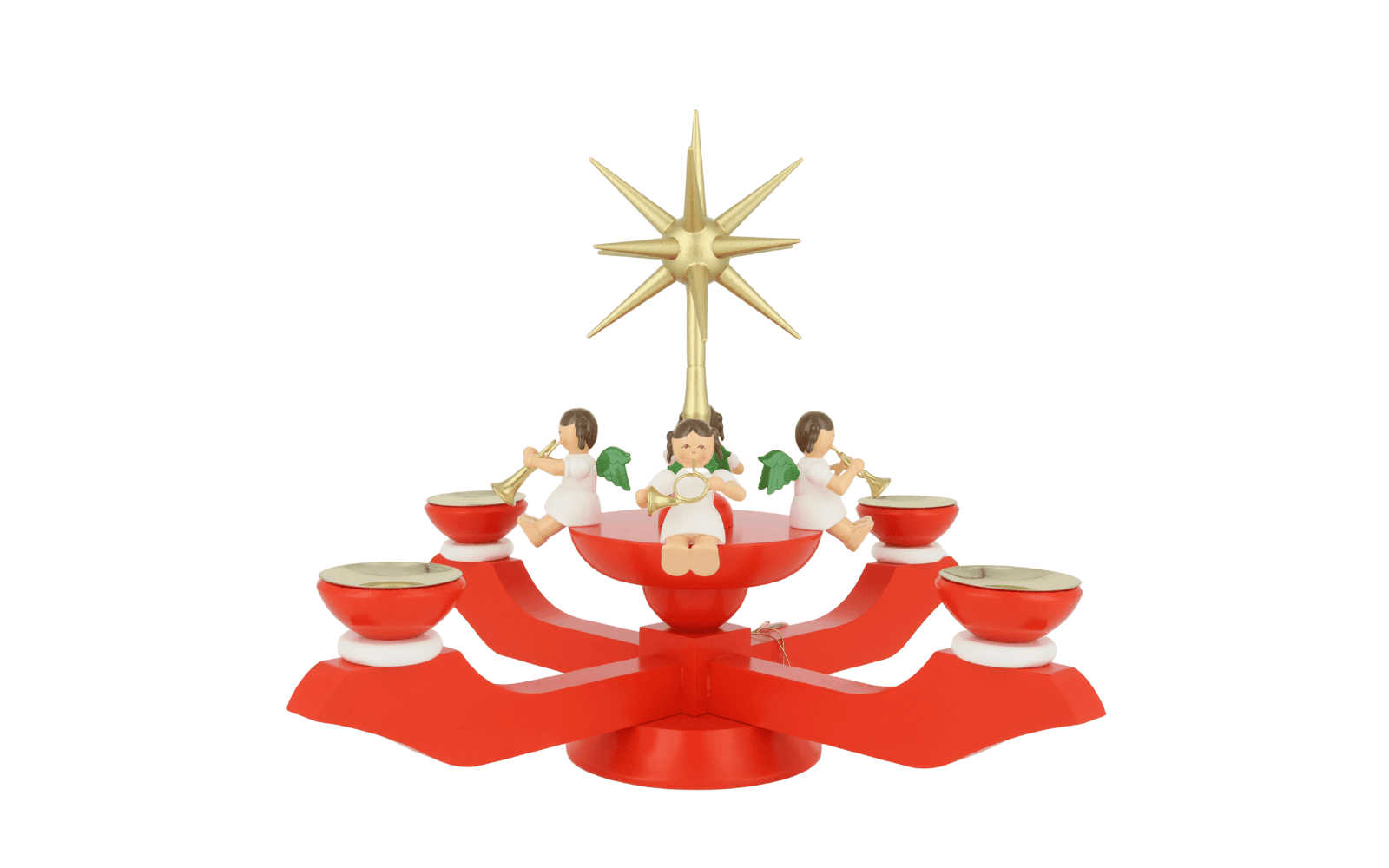 German Advent Candlestick with German Christmas Angels, red