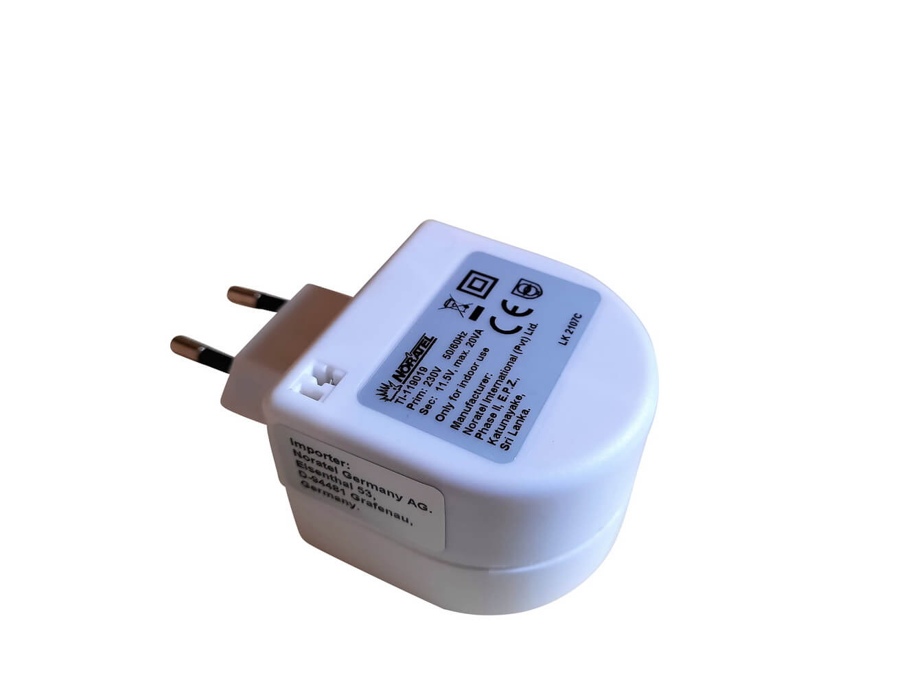 Plug-in transformer Noratel, max. 20 VA, white, 230 V ~ 11.5 V