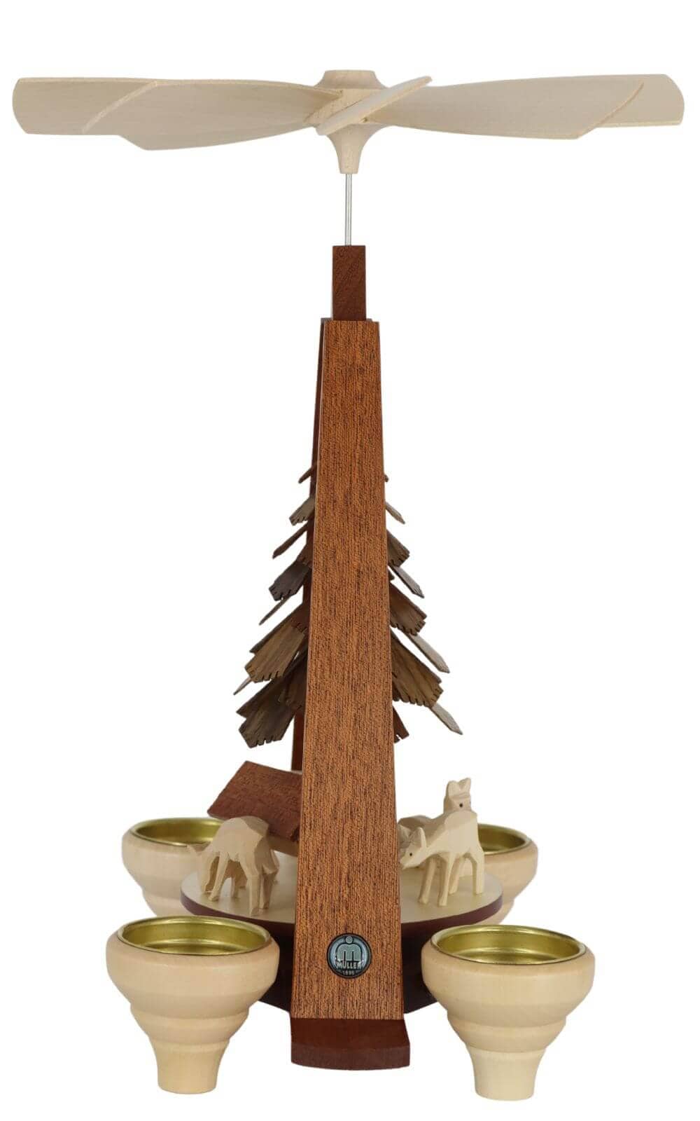Weihnachtspyramide Rehe, geschnitzt, 29 cm von Müller Kleinkunst_2