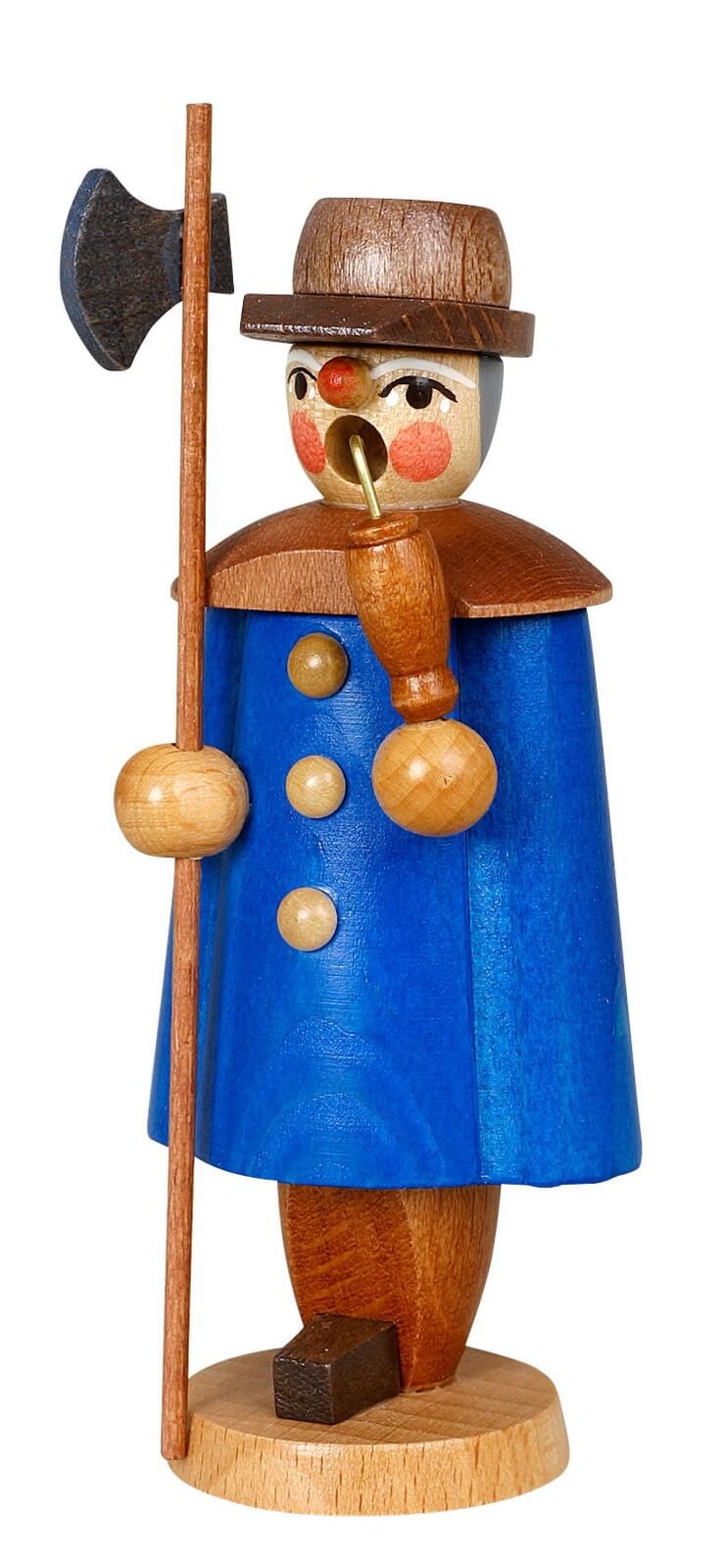 Smoking man night watchman, blue, 11 cm by Jan Stephani