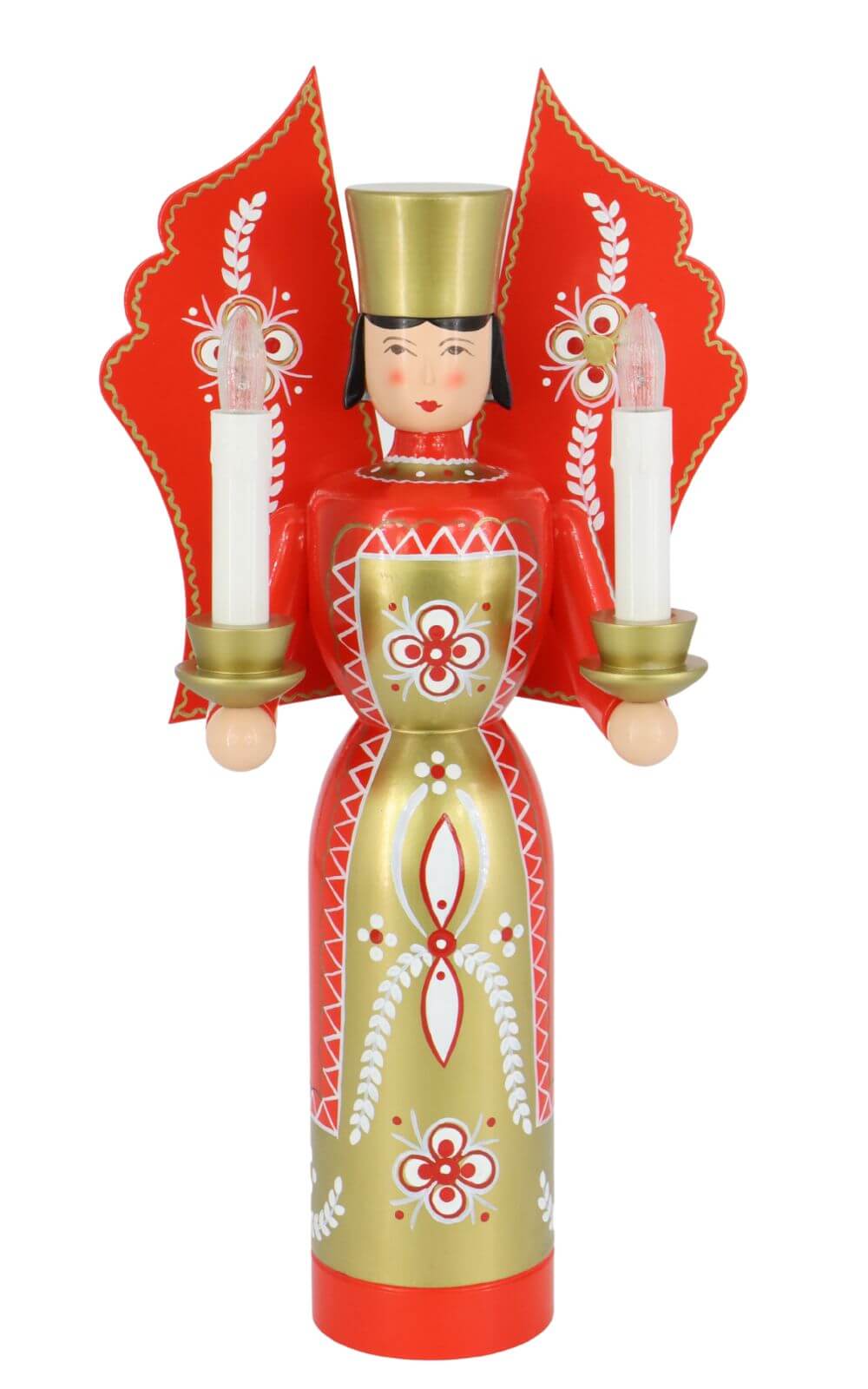 Christmas angel red - gold, 36 cm, electrically illuminated by Holzkunst Gahlenz_2