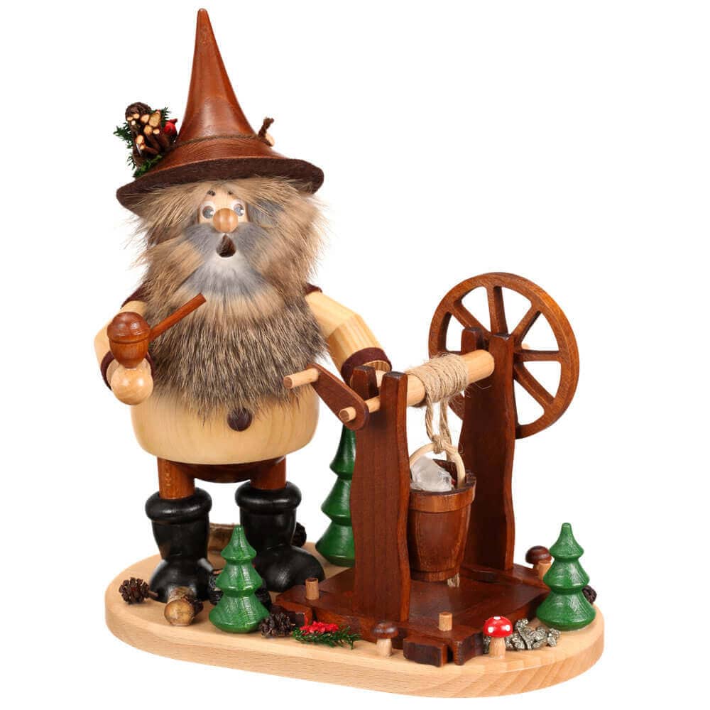 Smoking man gnome Haspelknecht, 26 cm by DWU Drechselwerkstatt Uhlig