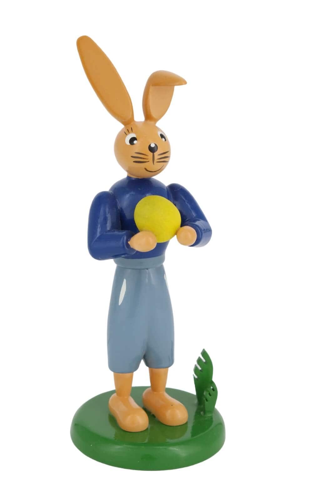 Easter bunny with long pants and egg, 12 cm by Holzkunst Gahlenz_2