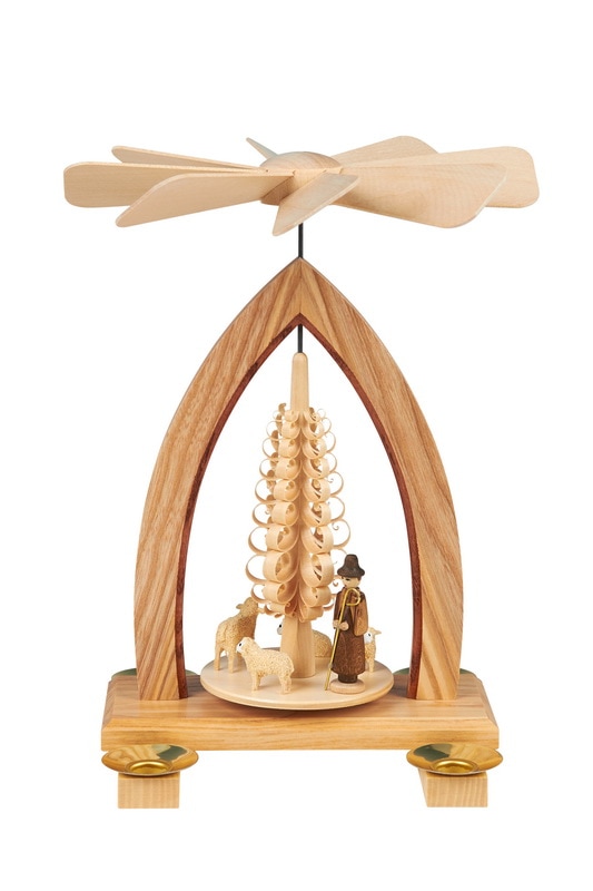 Christmas pyramid with shepherd and sheep, 26 cm by Heinz Lorenz