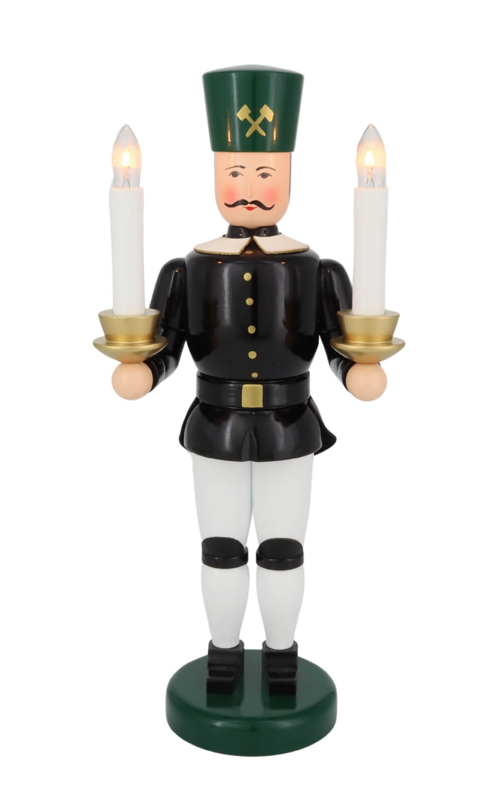 Angel and miner white - gold, 36 cm, electrically illuminated by Holzkunst Gahlenz_6