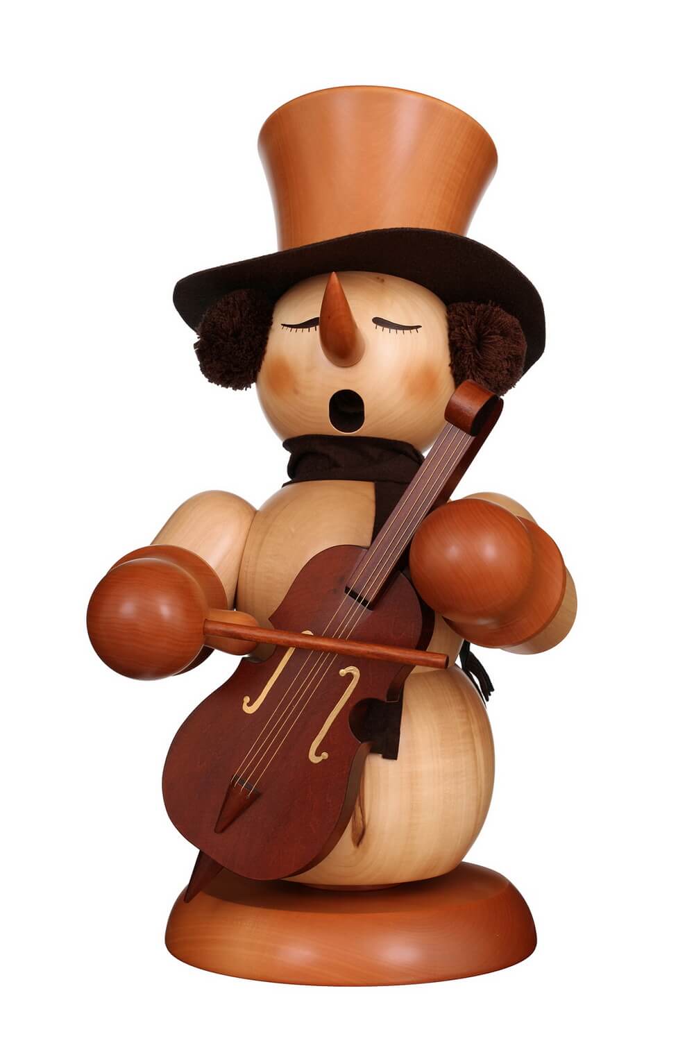 Smoking man snowman with bass, nature, 60 cm by Christian Ulbricht