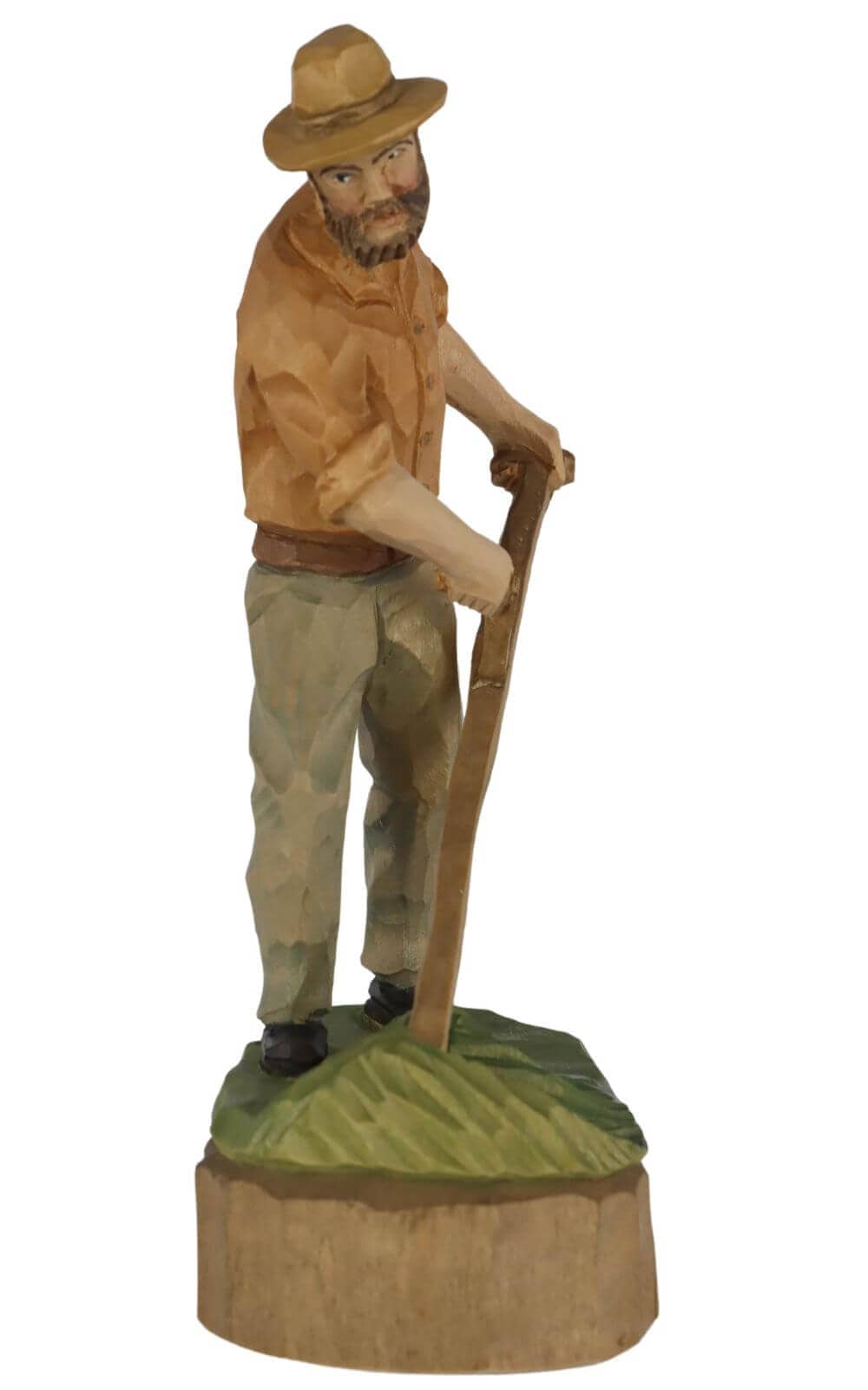 Farmer with scythe, coloured, 12 cm, carved by Schnitzkunst aus dem Erzgebirge_2