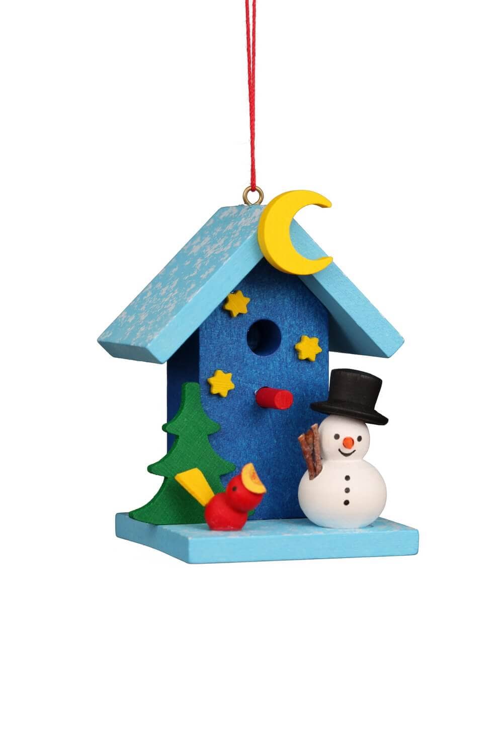 Christmas Tree Ornament Birdhouse with Snowman, 2.76 inches (7 cm) in height by Christian Ulbricht, Made in Germany