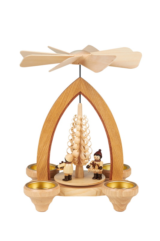 Christmas pyramid for tea lights with Striezel children, 26 cm by Heinz Lorenz