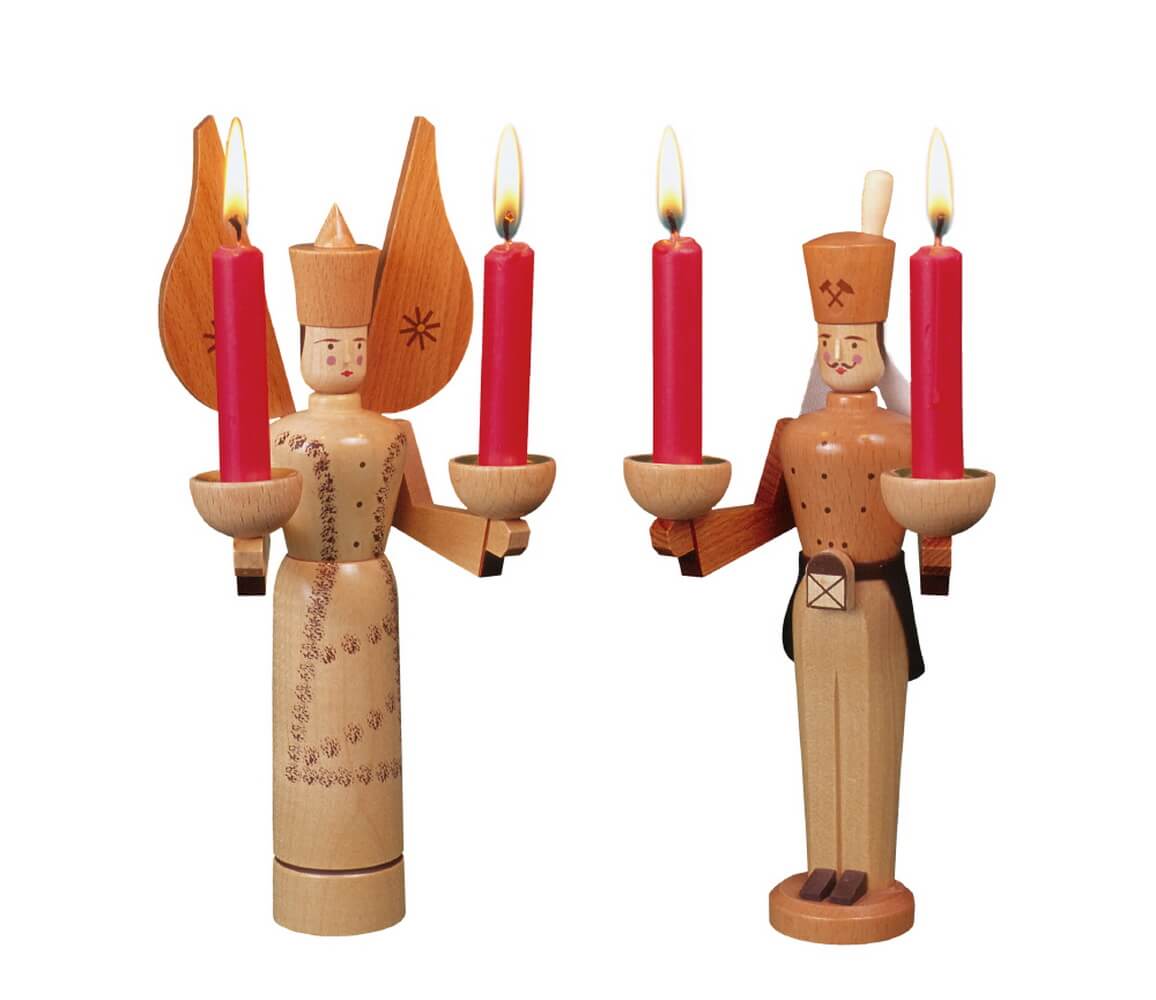 Miner and angel for wax candles, natural by Eckert