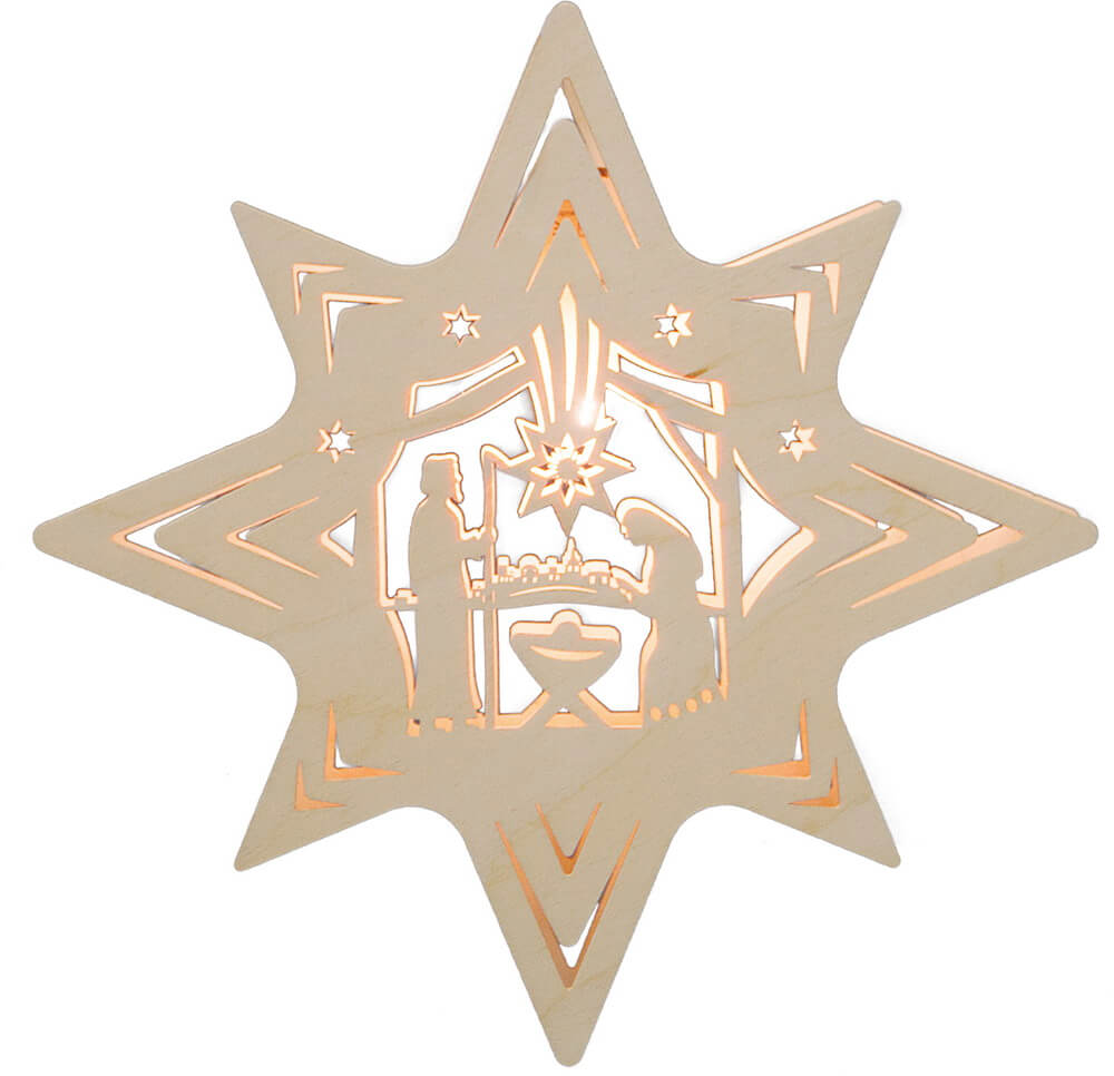 Illuminated window picture star with Holy Family by Weigla