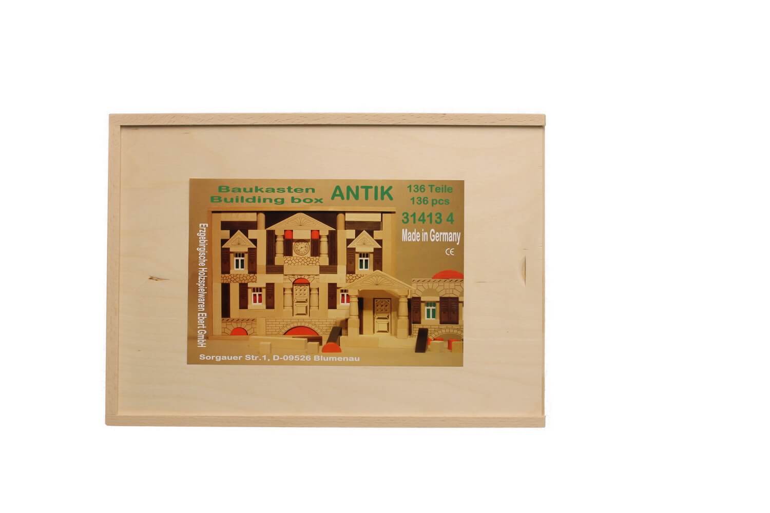 Antique building set with 136 building blocks, natural by Ebert GmbH