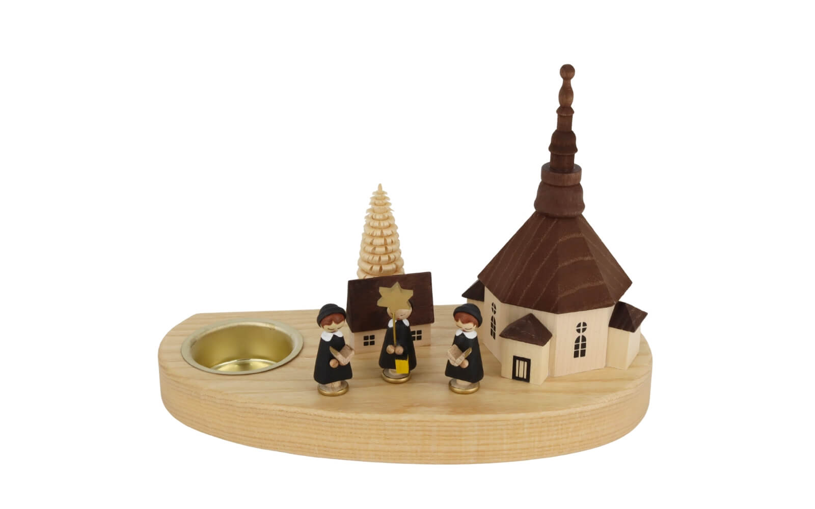 Christmas candle holder Seiffen church with choir, 16 cm / 6,3 inch by Richard Glässer_3