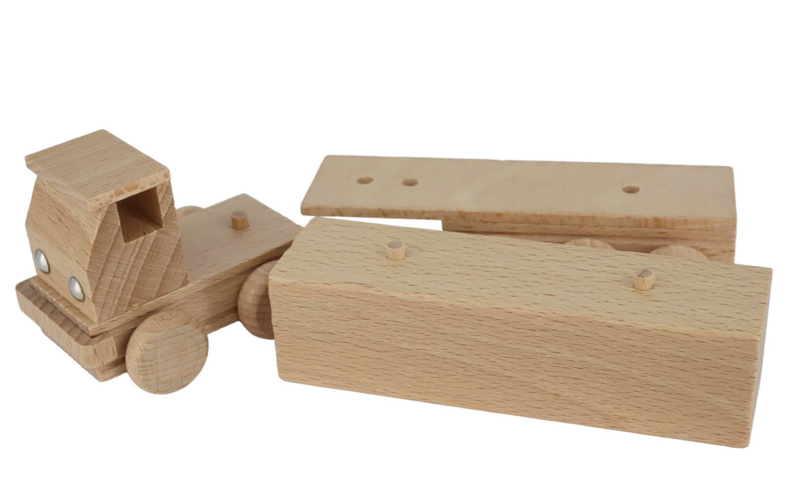 Wooden car articulated lorry with platform, natural by Ebert GmbH_3