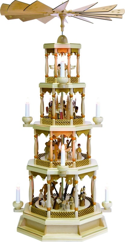 Christmas pyramid Nativity of Christ, 4-storey, natural, electric by Richard Glässer_1