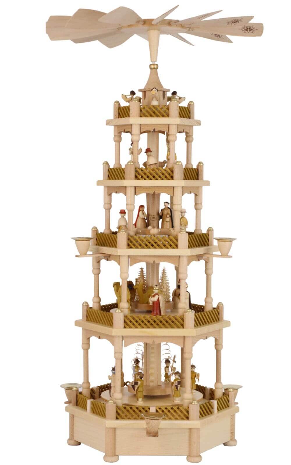 Christmas pyramid Christmas story with musical mechanism, 70 cm, natural by Richard Glässer_1