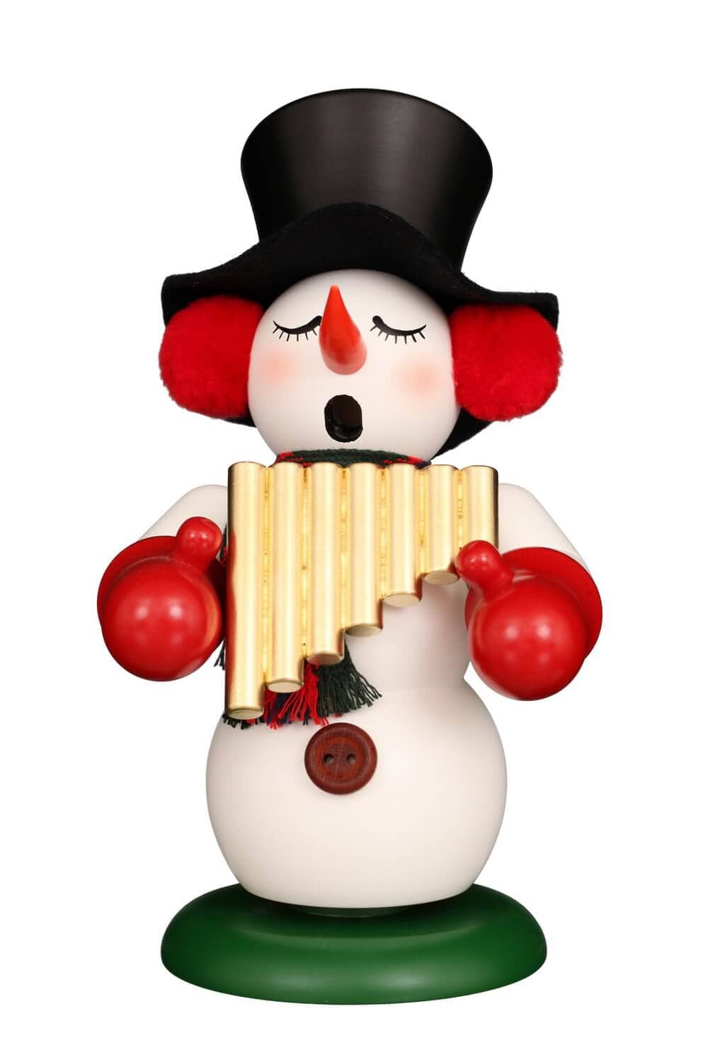 Smoking man snowman with panpipe, 24 cm by Christian Ulbricht
