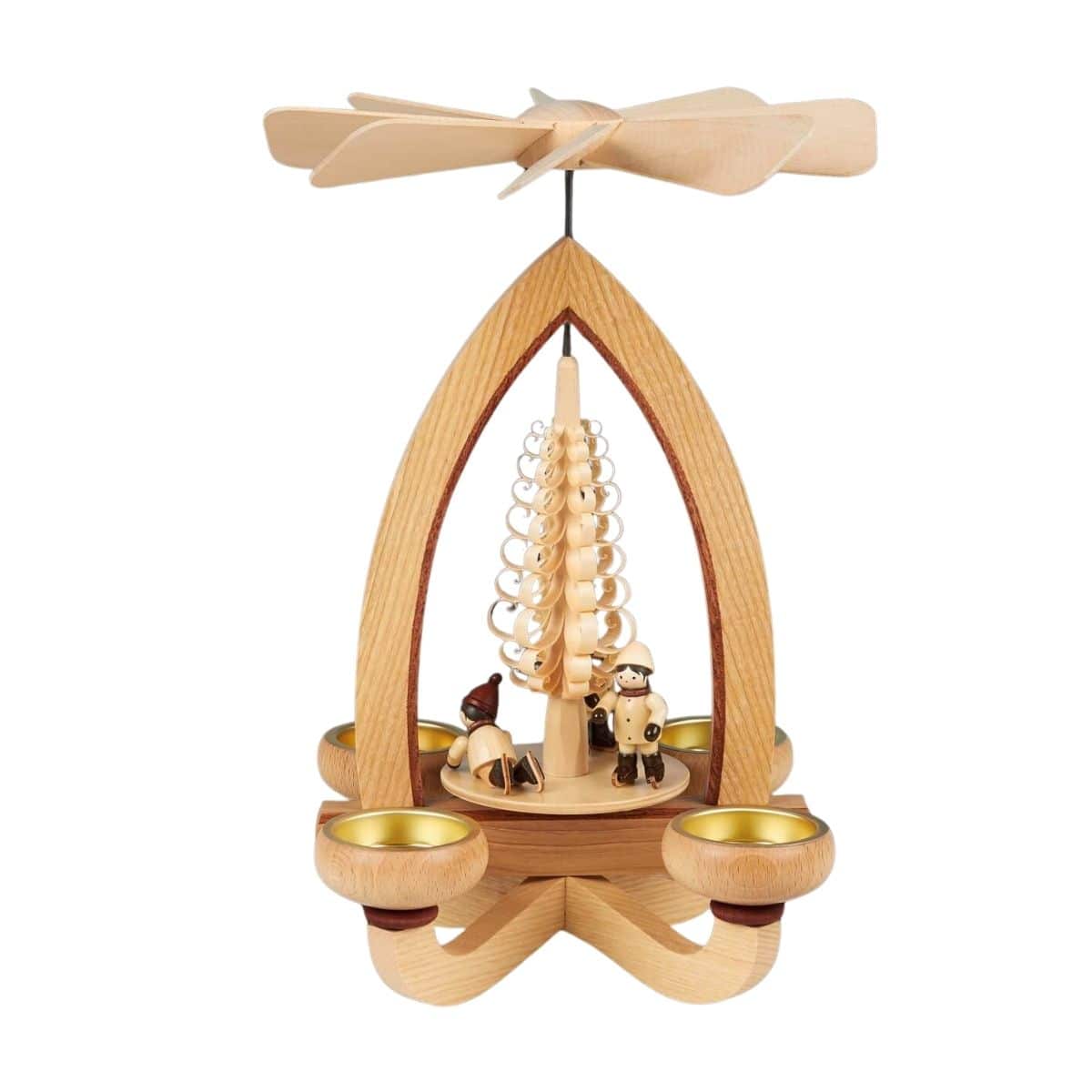 Christmas pyramid ice skater for tea lights, 28 cm by Heinz Lorenz