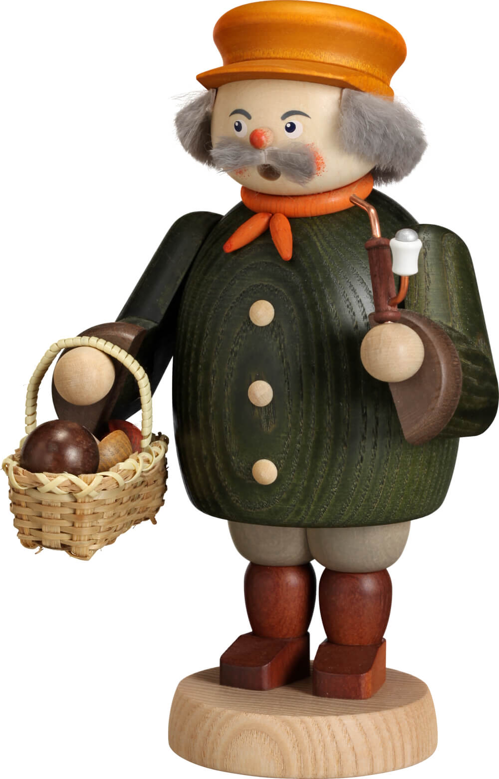 Smoking man mushroom picker, 19 cm by Seiffener Volkskunst eG