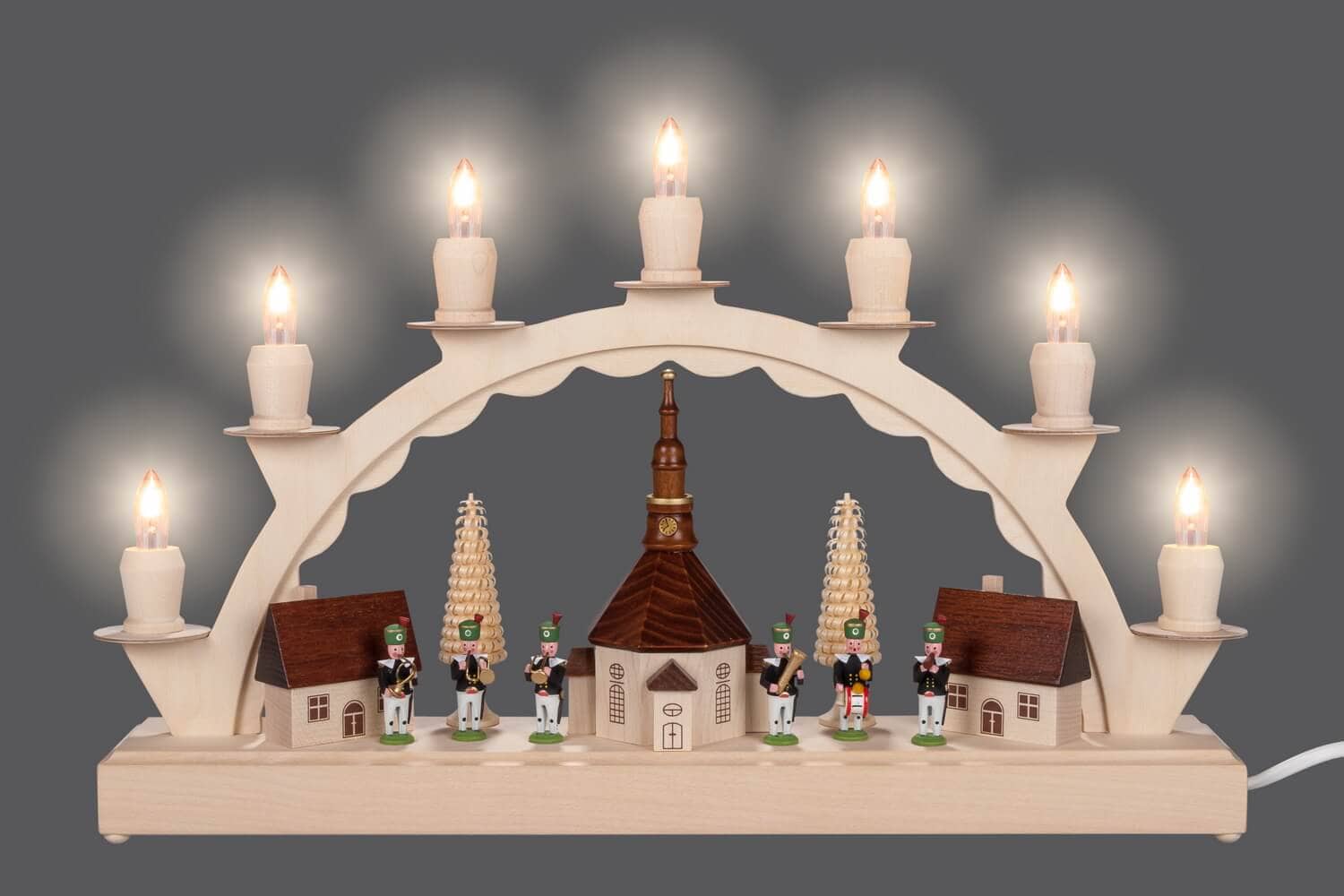 LED candle arch Seiffen village with miner's chapel electrically illuminated by Nestler-Seiffen_picture3