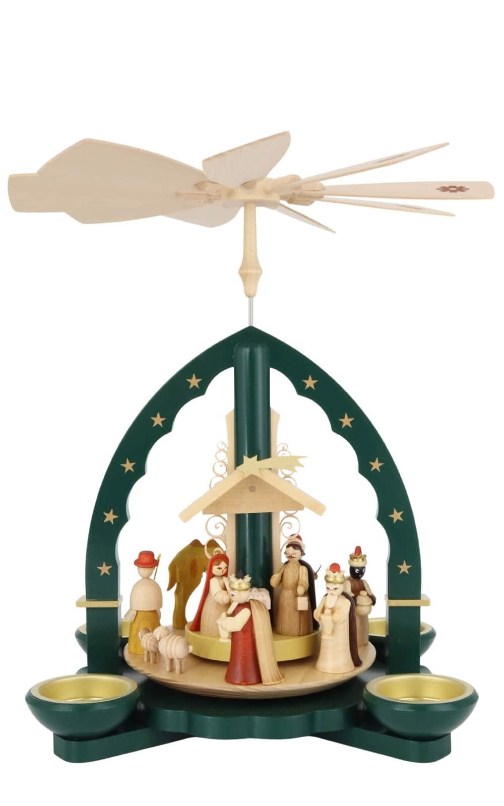 Christmas pyramid depicting the birth of Christ for tea lights and candles, green, 28 cm by Richard Glässer_9