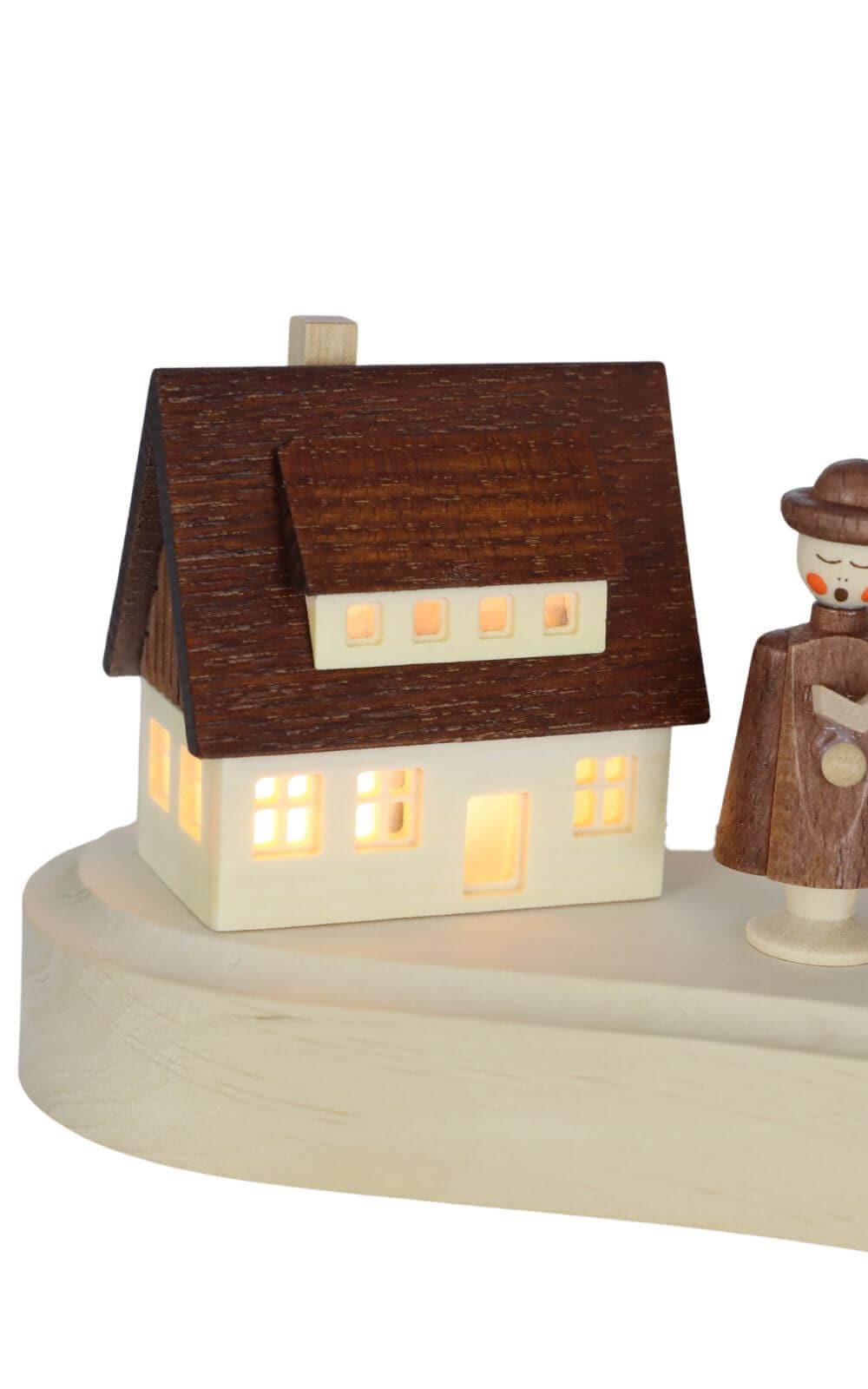 Pedestal with Seiffen village and currende, 20 cm, natural by SEIFFEN.COM_3