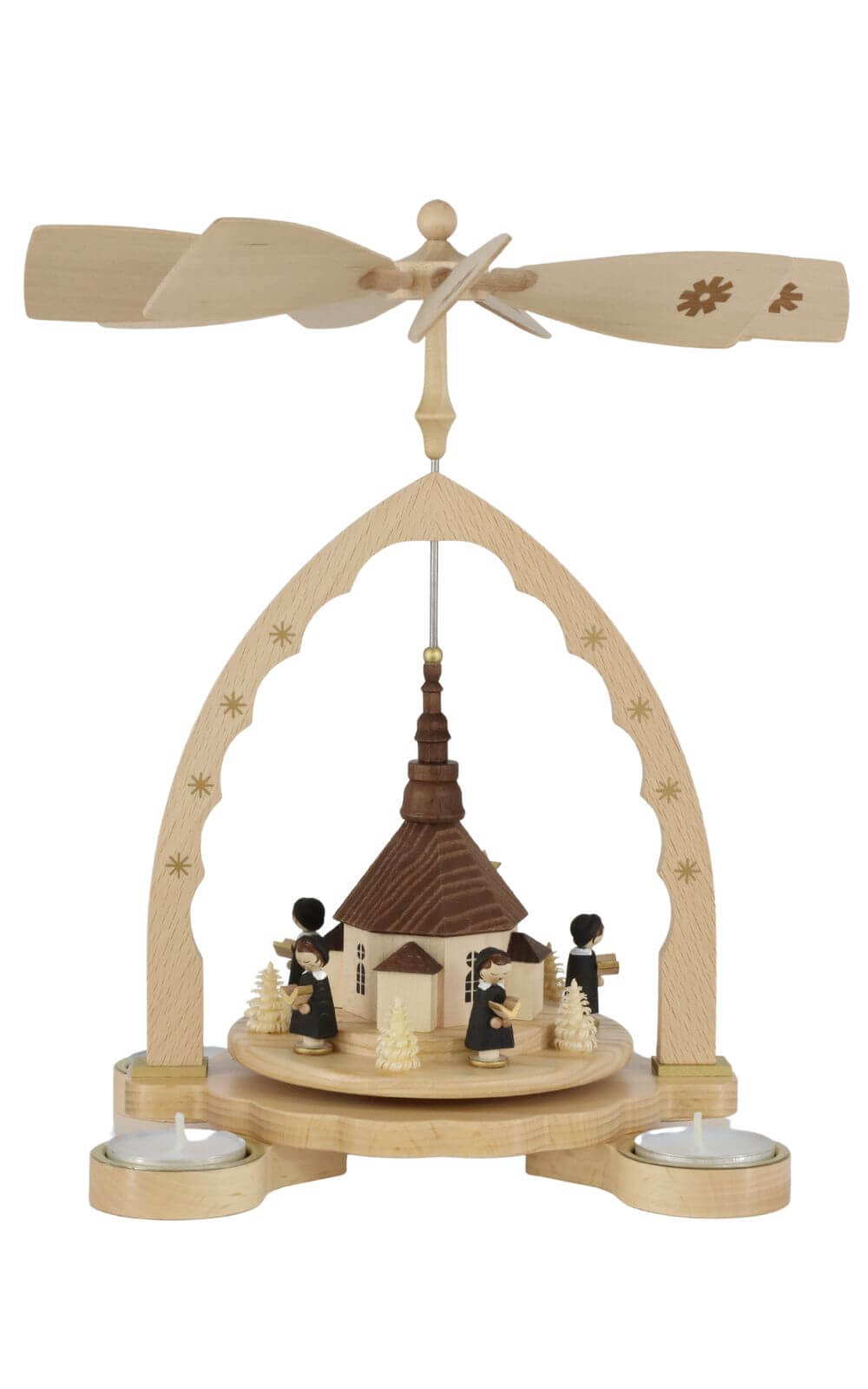 Christmas pyramid for tea lights with Seiffen church and Kurrende by Richard Glässer_2
