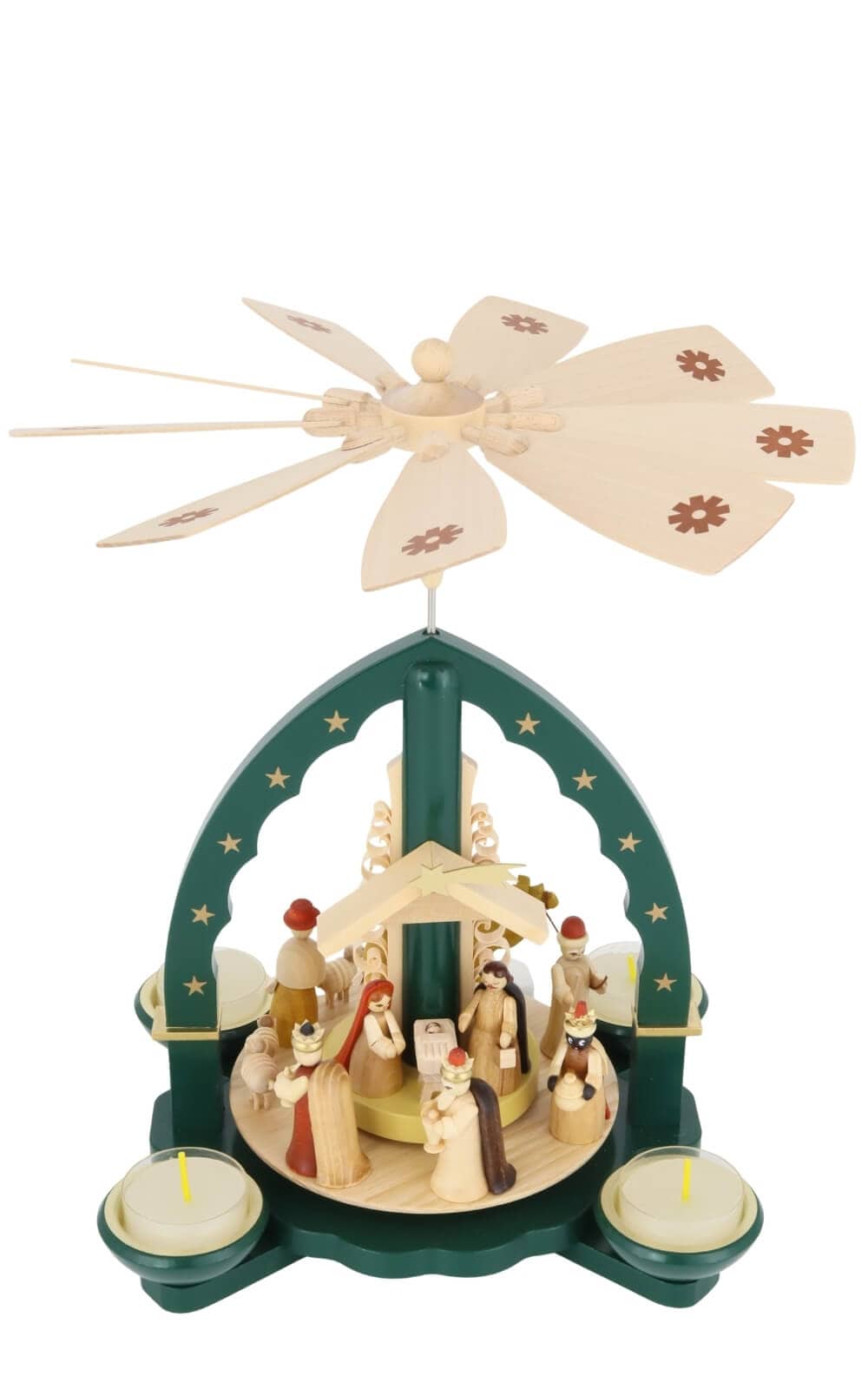 Christmas pyramid depicting the birth of Christ for tea lights and candles, green, 28 cm by Richard Glässer_6