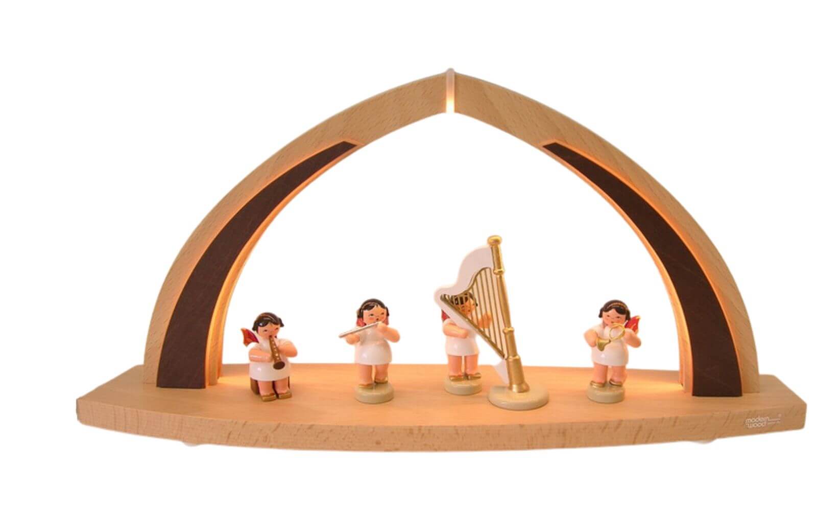 LED candle arch Christmas angel with red wings, 41 cm by Figurenland Uhlig
