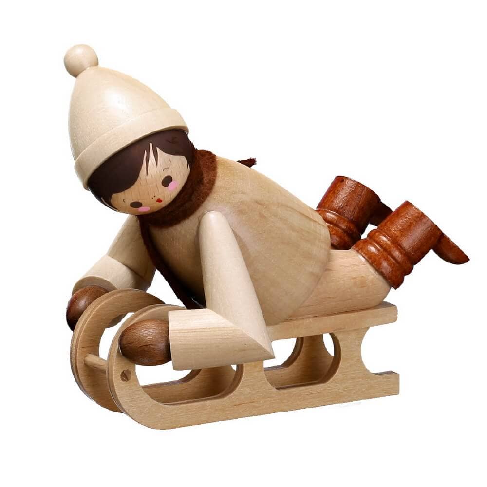Lying rodler, natural, 10 cm by Romy Thiel