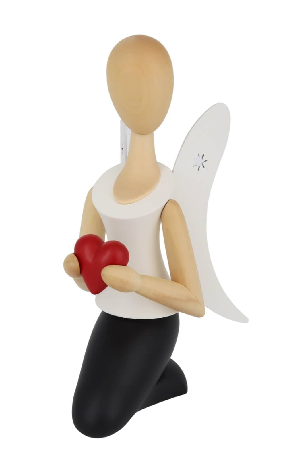 Angel - Sternkopf with heart, kneeling, 25 cm by Holzkunst Gahlenz_1