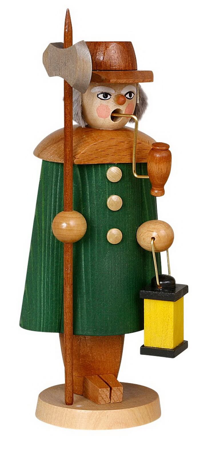 Smoking man night watchman, green, 19 cm by Jan Stephani