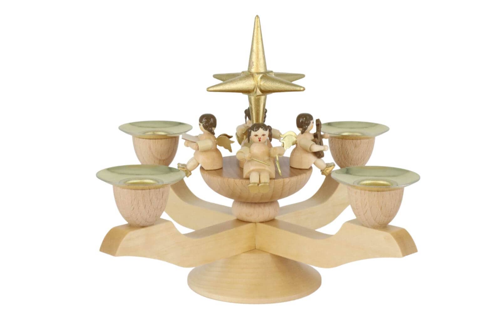 Advent candlestick with Christmas angel, natural by Richard Glässer