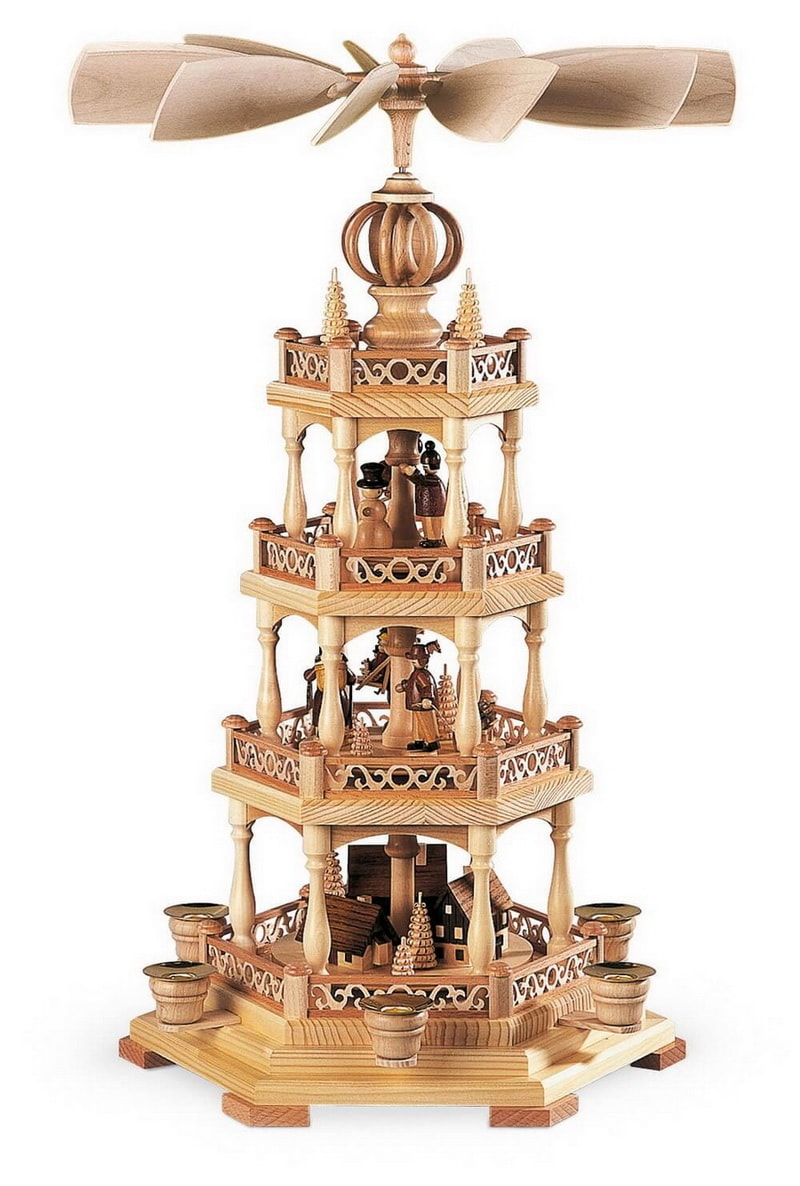German Christmas Pyramid Erzgebirge, 4-Tier, 54 cm / 21 inch by Müller Kleinkunst